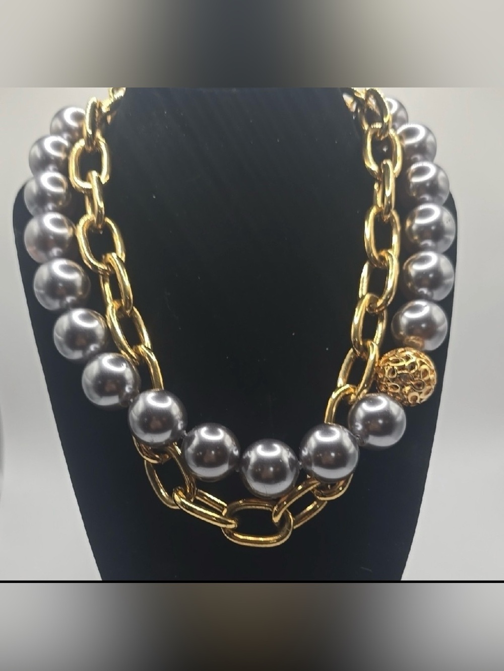 COACH Signature Gold + Tahitian Black Pearl Necklace • Miranda Statement